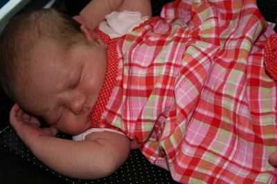 Johanna-sleeping-in-cute-plaid-dress