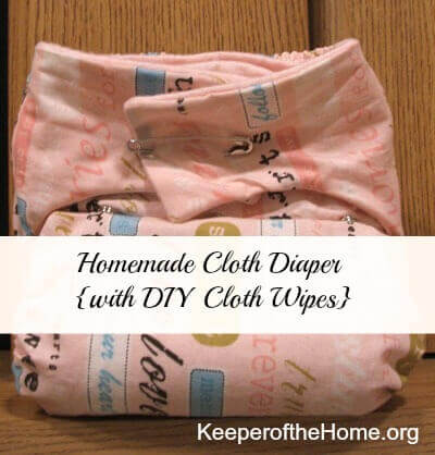 Homamade Cloth Diaper with DIY Cloth Wipes at Keeperofthe Home.org