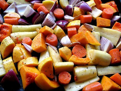 chopped root vegetables