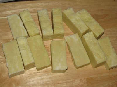 Finished, cut soap bars