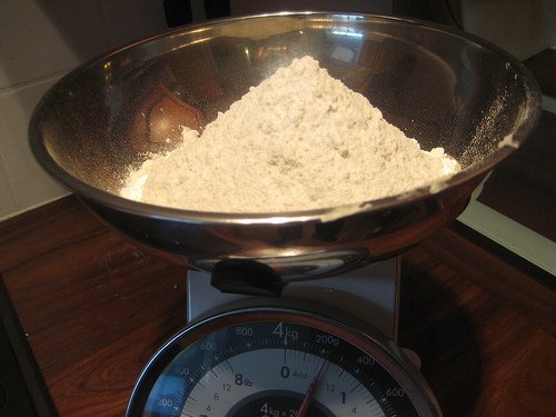 Flour in a scale