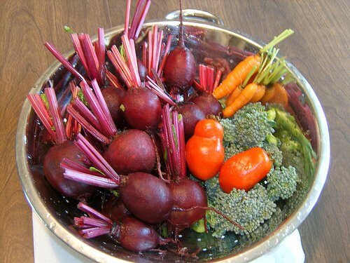 fresh veggies including beets