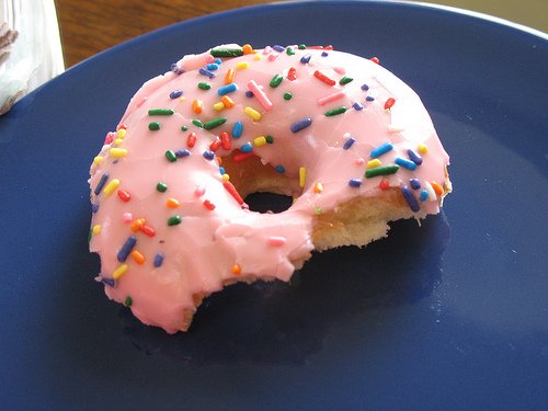 pink donut on plate