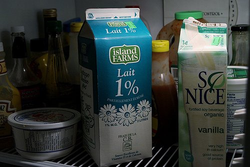 soy milk next to real milk