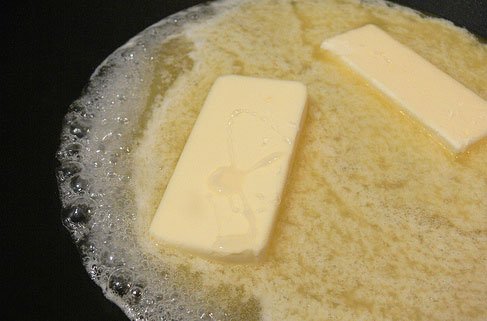 melting butter in pan