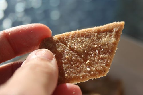 sourdough cracker in hand