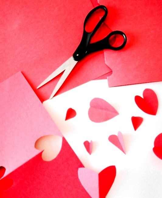 hearts cut paper