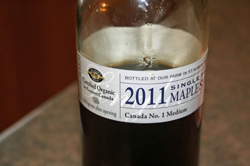 closeup of organic maple syrup