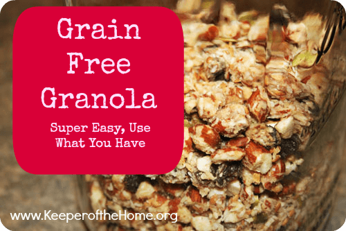 Going grain free, but finding it hard to give up your morning granola? Here's a frugal and easy grain free granola you can make RIGHT NOW! 