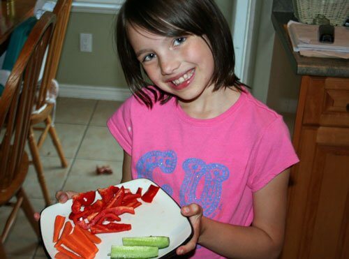 abbie with veggie crudites