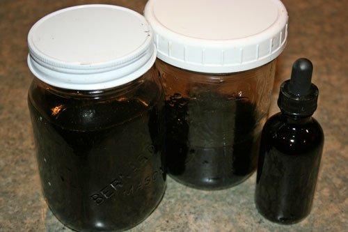 finished tincture in jars