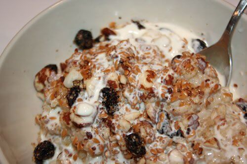 bowl of fancy oatmeal wiht spoon