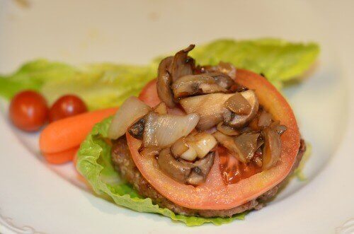 turkey burger on lettuce leaf