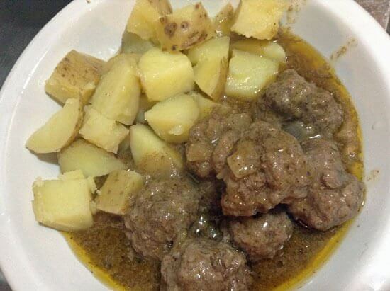 potatoes and meatball meal
