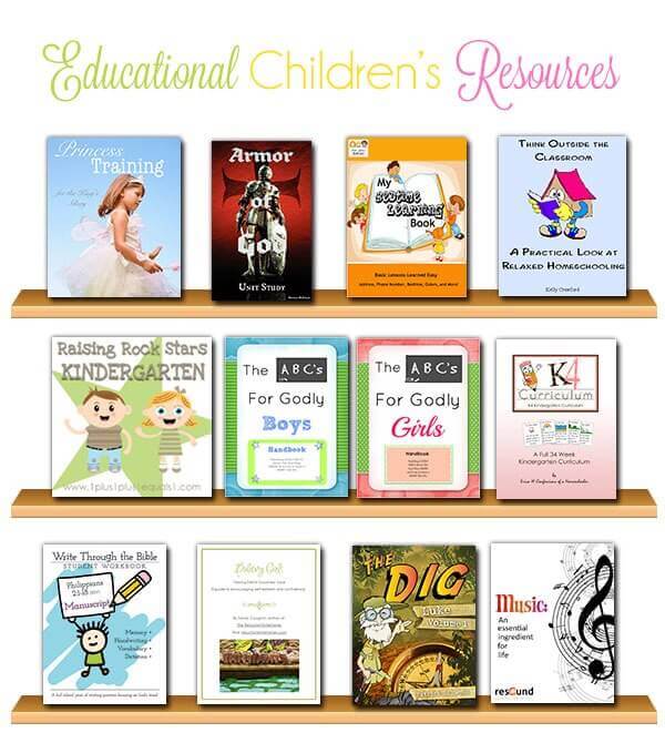 educational childrens books on shelf