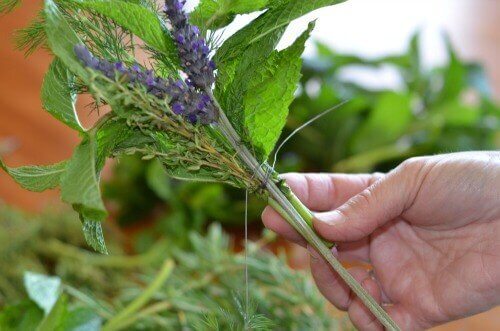 herb bundles with wire