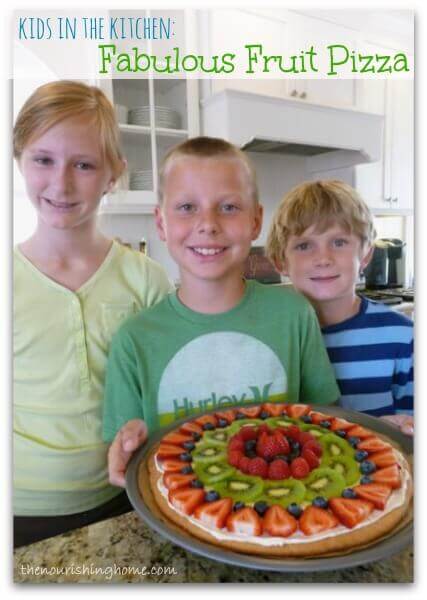 Make this fabulous fruit pizza with your kids! Summertime is the perfect time for cooking with kids! For us busy moms, the slower pace of summer often makes it a bit easier to orchestrate than during the school year when life can be, well, a bit chaotic to say the least.