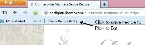 Save recipe button