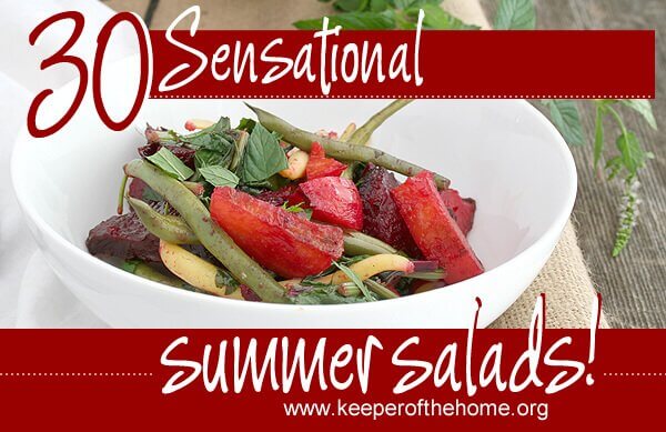 Summer salads can be made in a hundred different ways. From vegetables, to fruits, cheeses, legumes, nourishing fats, and vinaigrettes – you can build them anyway you'd like. Here's 30 summer salad recipes to get you started!
