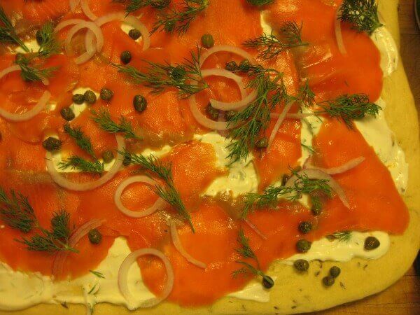 lox pizza top view