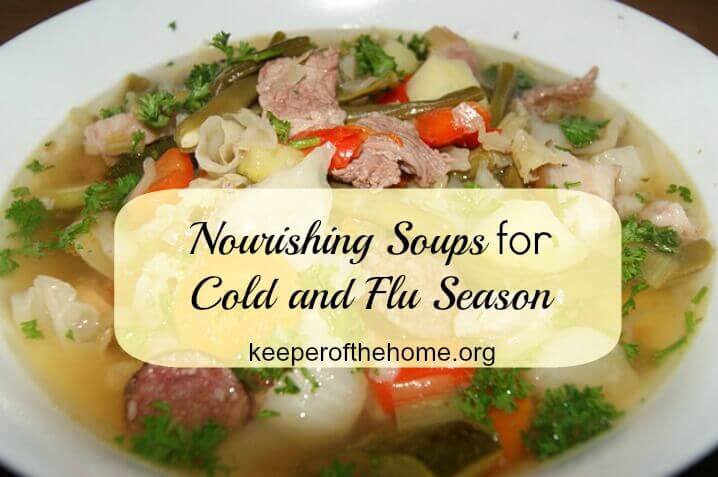 During cold and flu season, just about the easiest and cheapest remedy ever: a homemade soup! Especially if made with homemade bone broth, soups are super nourishing. Here's several great nourishing soup recipes for cold and flu season!