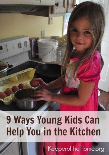 Kids of all ages can help around the kitchen, and even save you time! Here's nine ways to get started with your new kitchen helpers. 