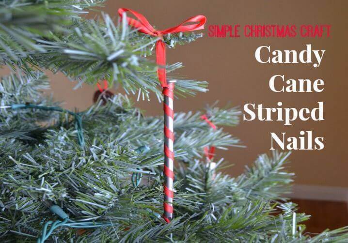 Simple Christmas Craft Candy Cane Striped Nail