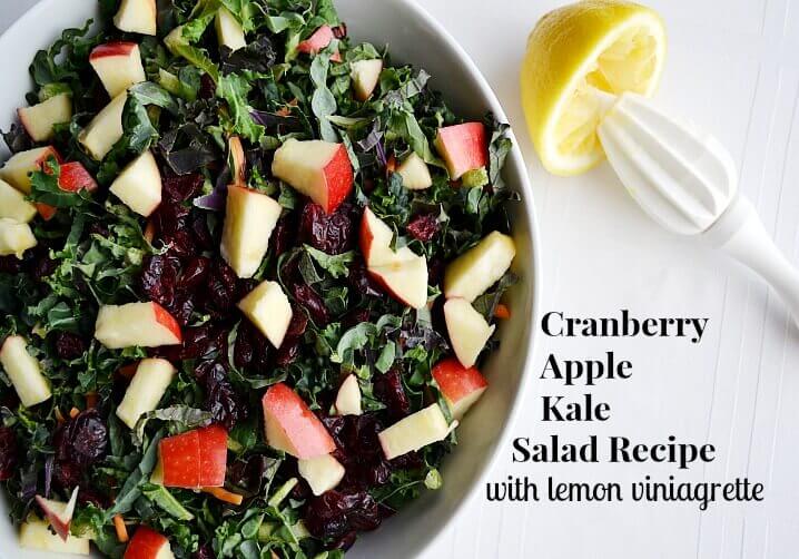 Cranberry Apple Kale Salad Recipe with Lemon Vinaigrette