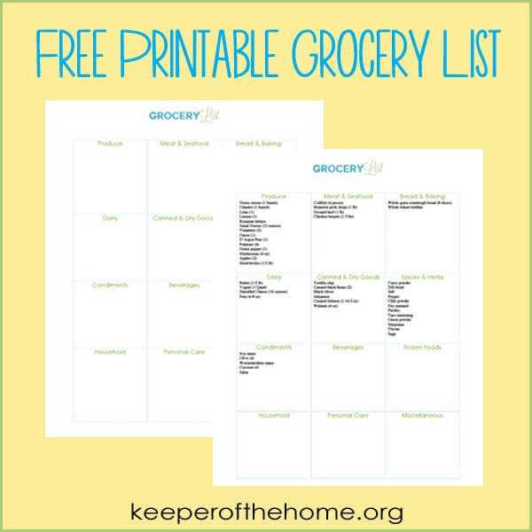 Free Printable Grocery List