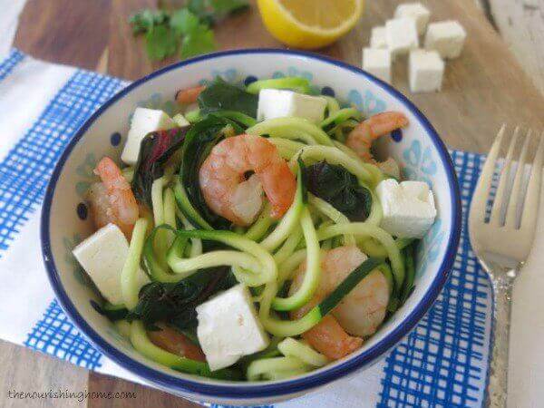 Swiss Chard and Shrimp Sauté with Zoodles