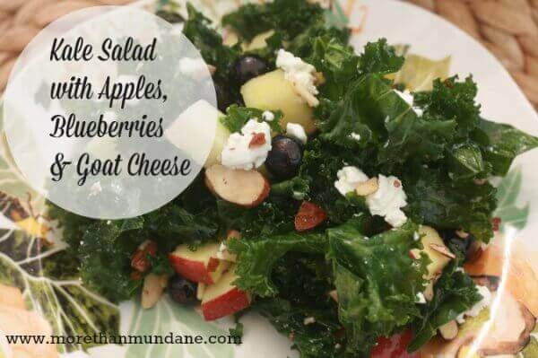 Kale Salad with Apples, Blueberries and Goat Cheese