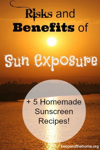 This post investigates the risks and benefits of sun exposure and how to maximize those benefits and minimize those risks. Even more – it covers alternatives to conventional sunscreens – including five recipes for homemade sunscreen, free of chemical ick!