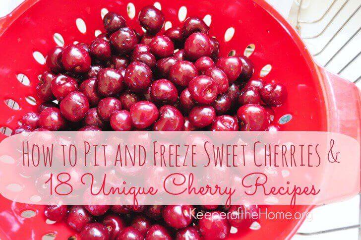 One of our favorite fruits to pick in the summer is cherries. We prefer sweet cherries but I know other's love tart cherries too, and I've figured out a way to easily pit cherries to get them ready to freeze. Here's how to do just that – plus 18 unique recipes to make those cherries shine!