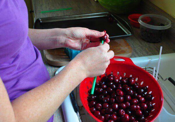 One of our favorite fruits to pick in the summer is cherries. We prefer sweet cherries but I know other's love tart cherries too, and I've figured out a way to easily pit cherries to get them ready to freeze. Here's how to do just that – plus 18 unique recipes to make those cherries shine!