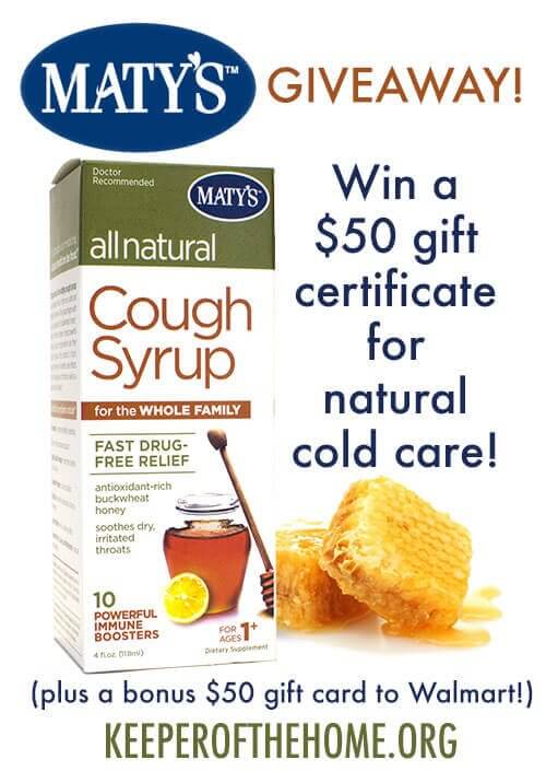 Maty’s Healthy Products Giveaway: Win a $50 Gift Certificate for Natural Cold Cures (and a bonus $50 gift card to Walmart)!