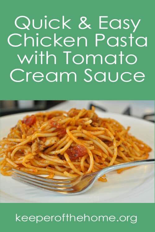 This recipe for Chicken Pasta with Tomato Cream Sauce is very easily adaptable. It can be made gluten and/or dairy free or not. It's entirely up to you! The best part though is that it's totally kid friendly and easy to whip up in a pinch!