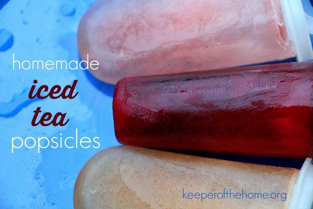 There's nothing better than a cold snack on a hot day! Our family loves popsicles, especially now that we make homemade iced tea popsicles! They're extra refreshing, low in sugar, frugal, and you already have everything on hand to make them. Here's how to make your own – with a strong flavor you'll love!
