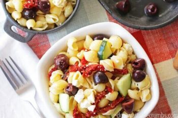 Pasta salad is frugal, and real food pasta salad is a great way to use up almost any leftover ingredient in the fridge (which helps save money by reducing our food waste).