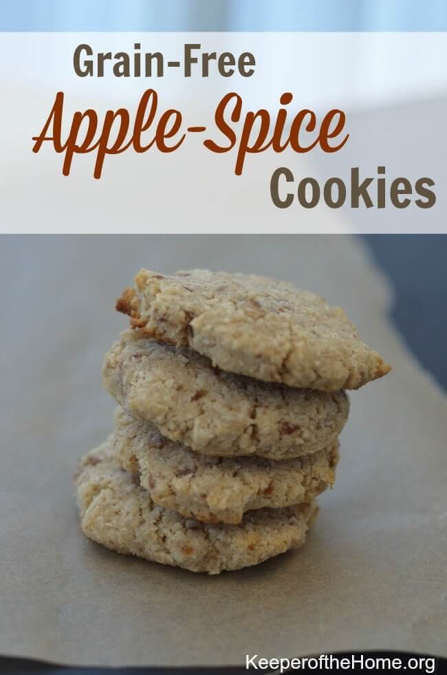 These apple-spice cookies have a light sweetness and soft texture; they're a perfect grain-free treat for the holidays. As an added bonus, they are extremely easy to prepare! Just toss everything in the food processor and blend. These cookies are well-suited to many healing diets and are gluten-free, grain-free, dairy-free, and nut-free, thus may be enjoyed by those with various food allergies.