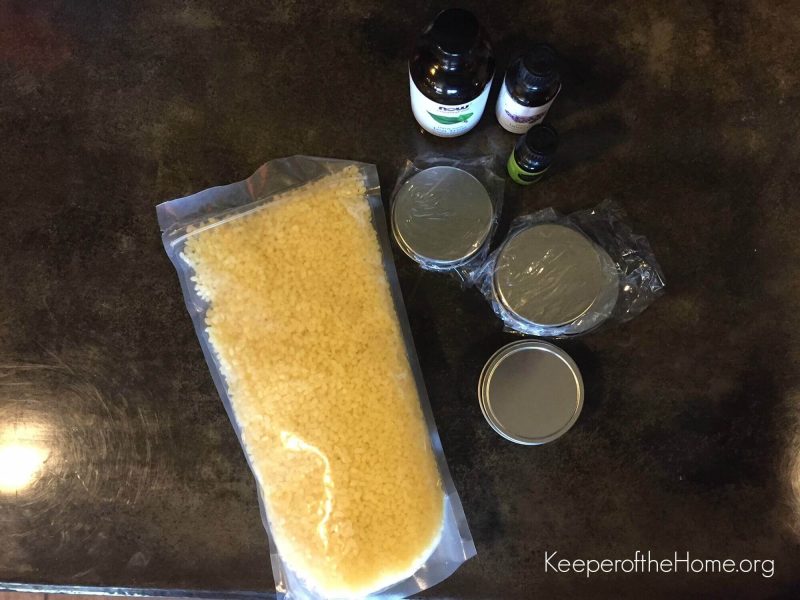 materials for hard lotion beeswax tea tree oil lavender peppermint