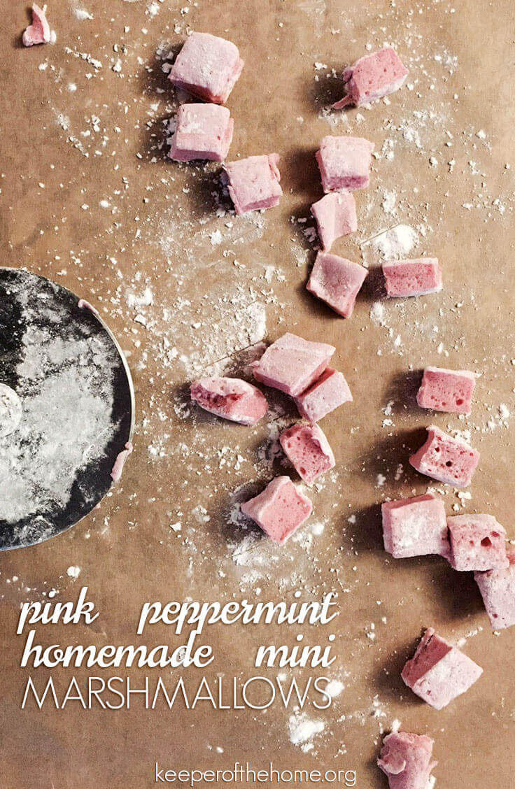 Mini marshmallows bring on nostalgic feelings of mugs of hot chocolate, but it's hard to find a real food version! Imagine my surprise that they're actually easy to make – here's my recipe for all-natural pink peppermint marshmallows. Gluten-free, dairy-free, refined-sugar-free, and dye-free!