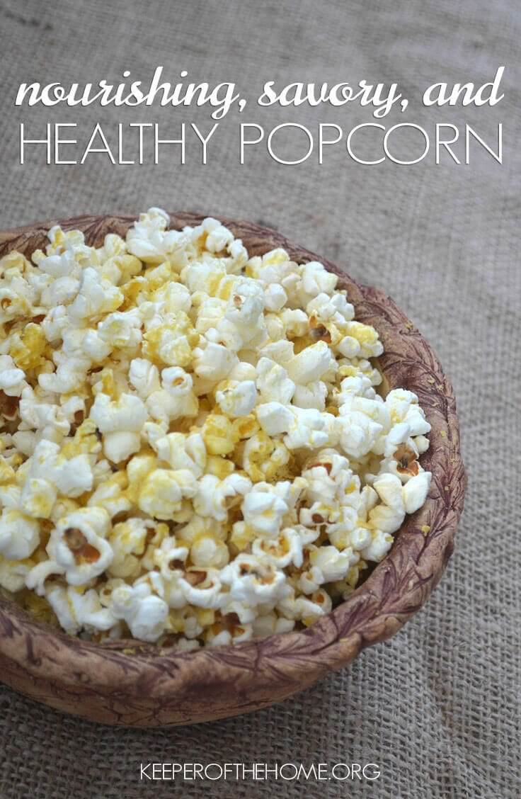 This popcorn is a nice change from the regular butter and salt version (which is delicious too). Plus, the addition of nutritional yeast and garlic give it a nourishing twist. So, yes, it's healthy popcorn that you could even enjoy for dinner – we wont tattle! 