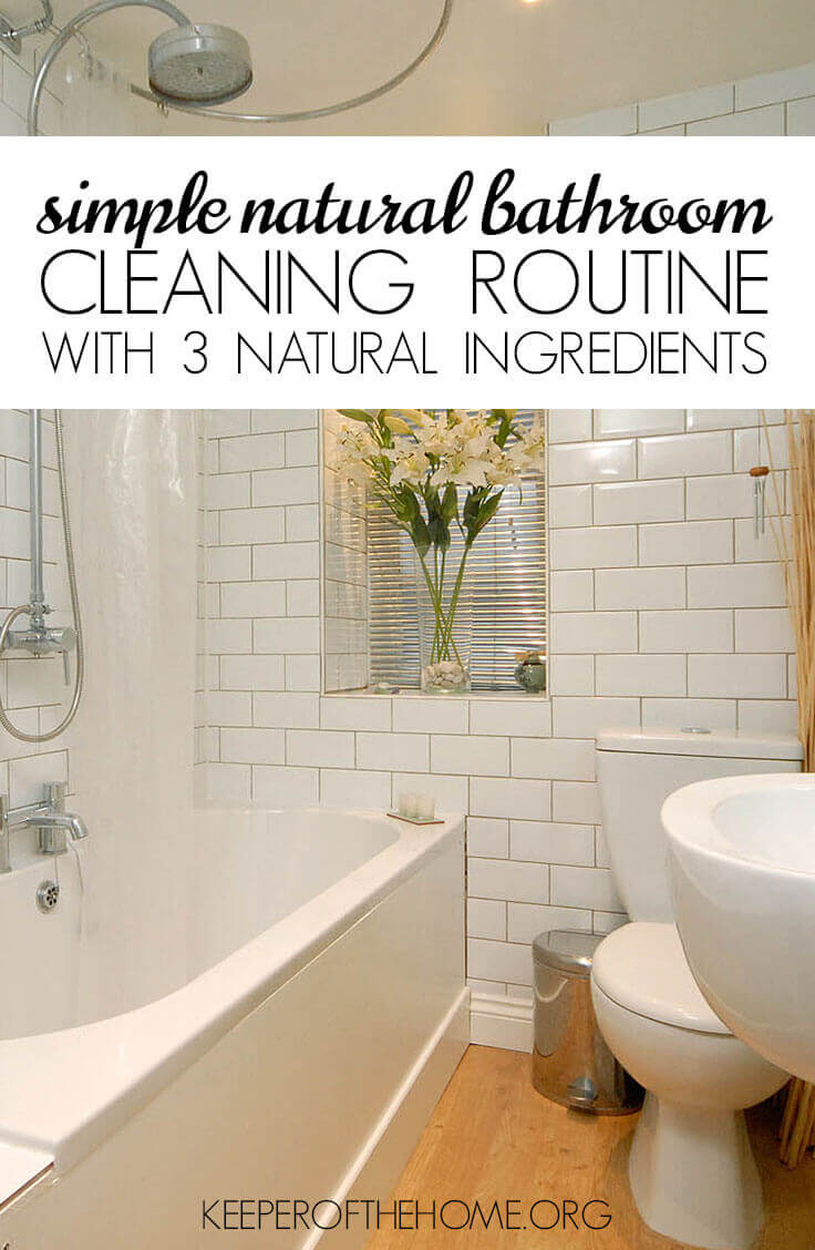 Conventional bathroom cleaning supplies come with a whole lot of toxic chemicals we don't want in our homes. Here's how I clean and sterilize our bathroom with just 3 natural & safe ingredients – and my simple routine that makes bathroom cleaning a breeze! 