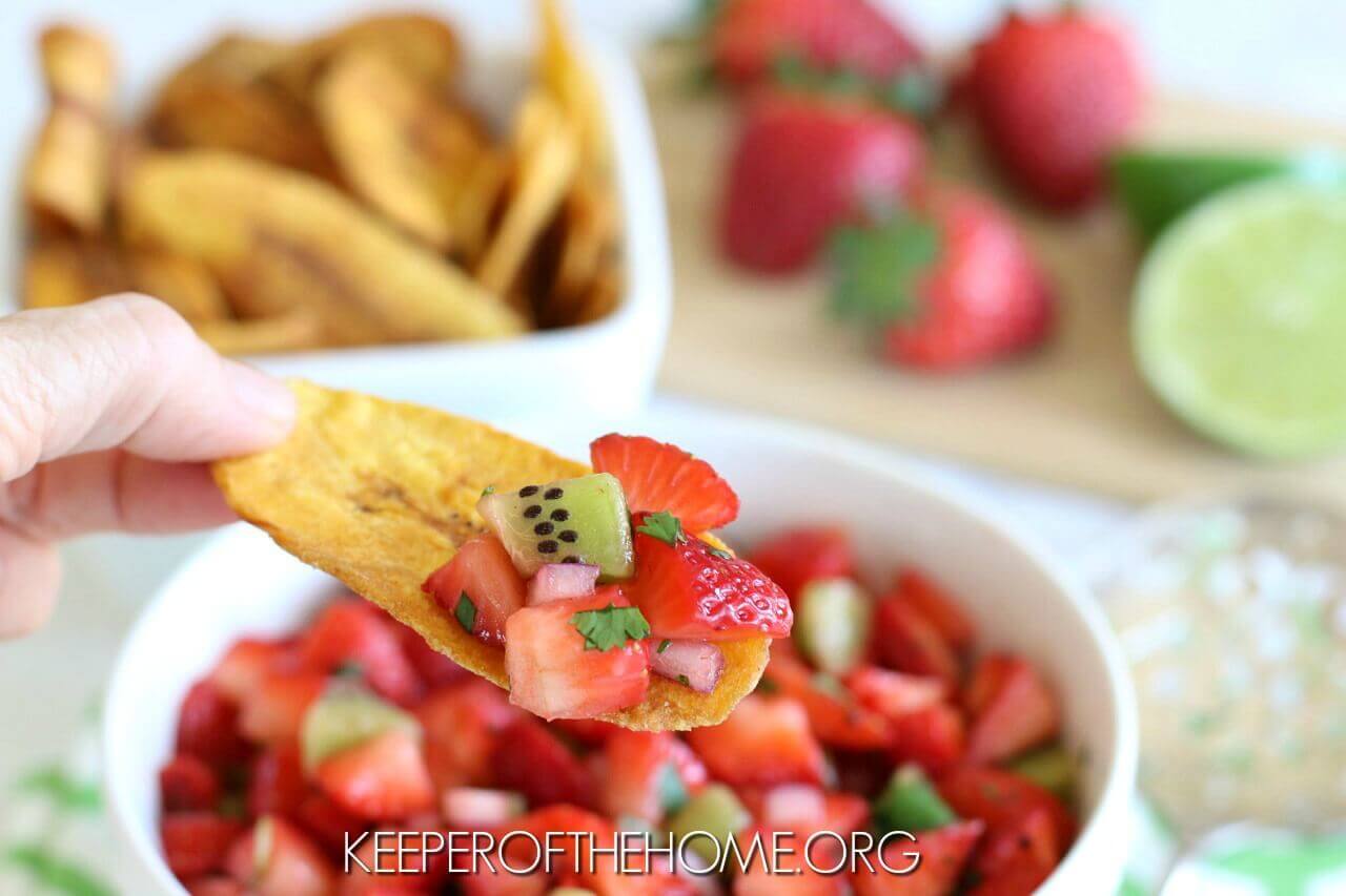 One of our simple favorite things to do with fresh strawberries is to dice-up a pound of them to create this quick-n-easy fresh strawberry salsa!