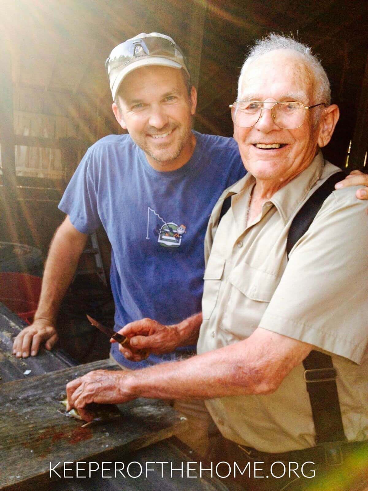 He looks back at the summers fishing with his grandpa and realizes that all the time spent in a boat, his Grandpa Charlie never once put the bait on his own line. His time was spent not just teaching my husband to fish, but 'fishing' for my husband, imparting his love of the Lord and the wisdom of a long life lived loving his family and working hard.