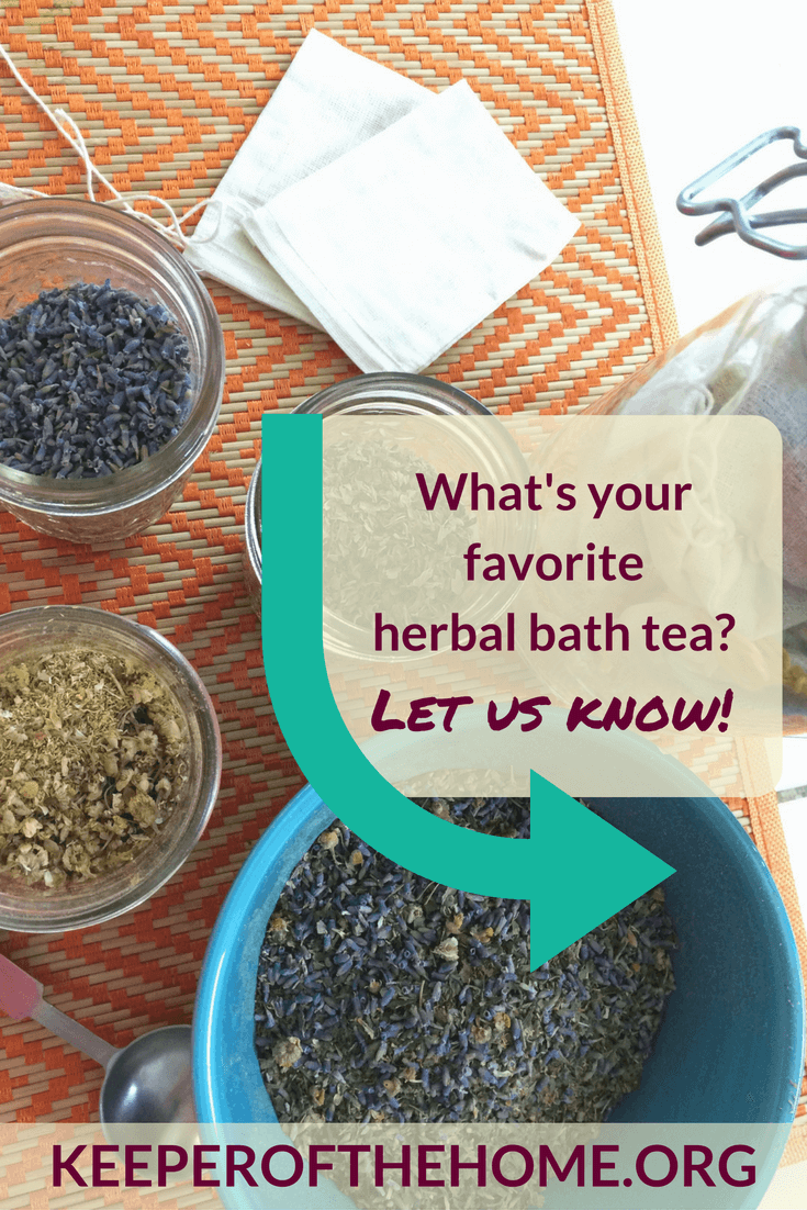 Have you ever tried to make your own herbal bath tea? Immersing my entire body into an herbal bath is one of my favorite ways to use herbs therapeutically. My skin absorbs the herbal constituents. I inhale the aromatherapy benefits of the herbs through the steam, and I get to lie in my bathtub and daydream.