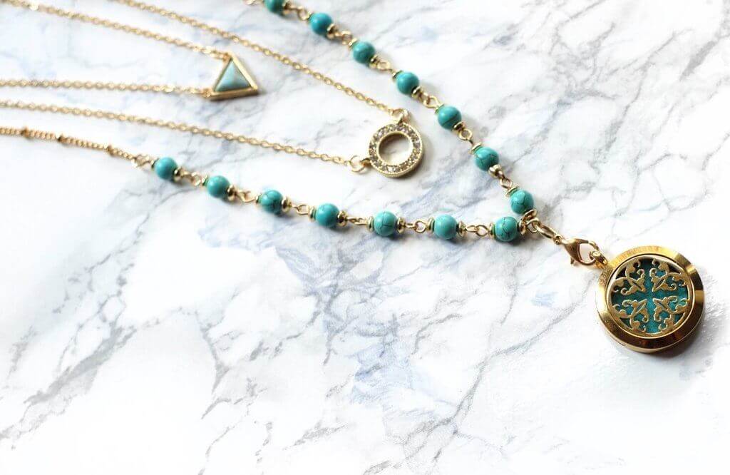 We're giving away this turquoise diffuser necklace from AromaLove London