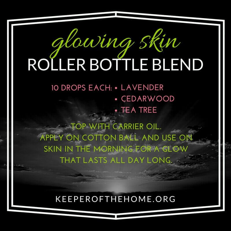 Use this essential oil recipe in a roller bottle blend for glowing skin in the morning.