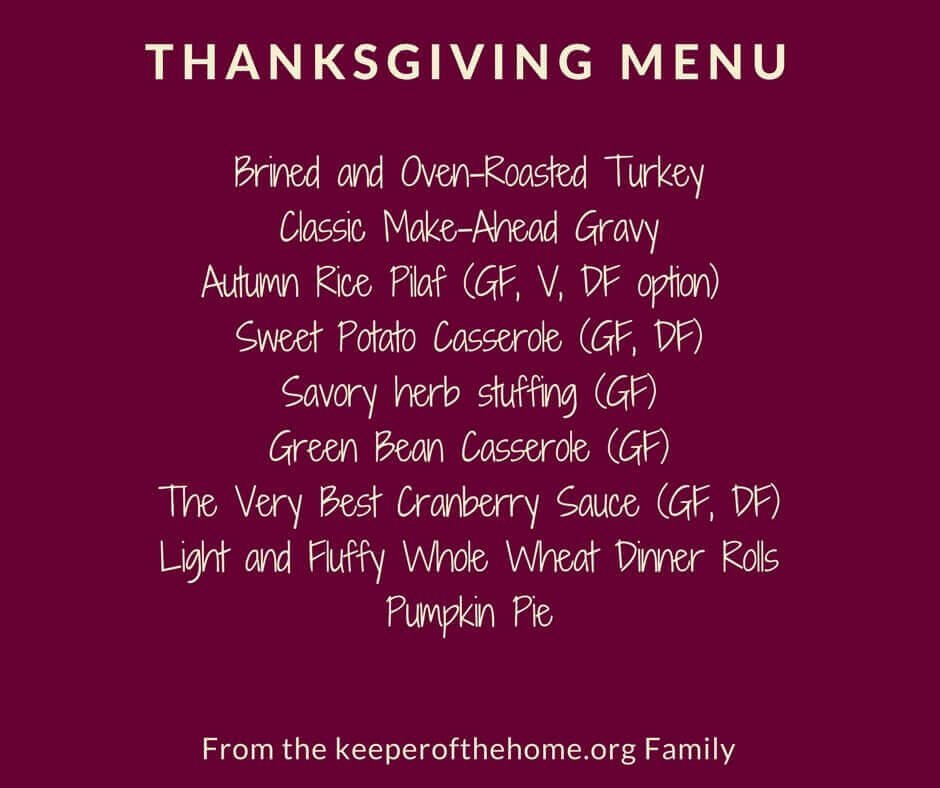 Frugal Real Food Thanksgiving Menu + Stress-free Cooking Timeline