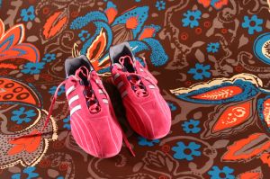 Pink running shoes